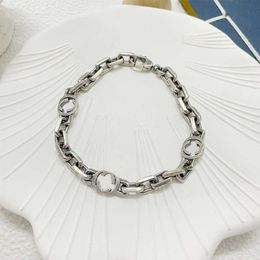 Factory wholesale 2023 New Luxury High Quality Fashion Jewelry for silver old interlocking fine exquisite bracelet men and women lovers Cuba Chain Bracelet