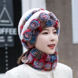 Beanies Beanie/Skull Caps Adult Fur Hat Women's Winter Scarf Fashion Knitting Lady Warm Ear Protection And 2pcsBeanie/Skull