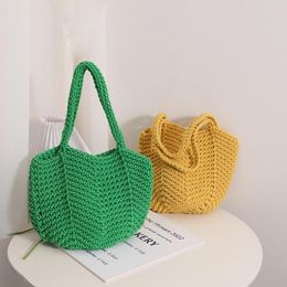 Evening Bags Weave Tote Bag Vintage Shoulder Korean Style Woven Handbags Summer Beach Straw Simple Soft Solid Colour Shopping