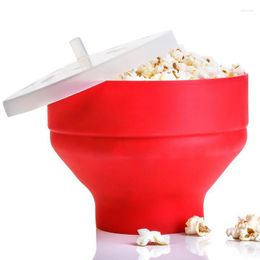 Bowls Silicone Popcorn Maker Microwave Foldable Bucket Rice Bowl With Lid Tableware Indoo Accessories