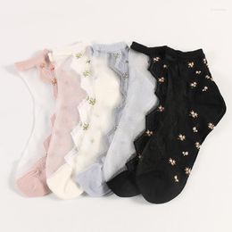 Women Socks Crystal Spring And Summer Style Cotton Bottom 1 Pair Leisure Jacquard Silk Harajuku