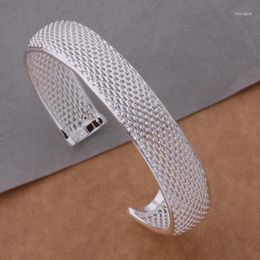 Bangle AB090 Sterling Bracelet Fashion Jewellery Packet Edge Mesh /ahxaizea Aknajbua Silver Colour