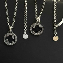 20 off 2023 new luxury high quality fashion jewelry for silver antique carved pattern size unisex fried dough twist necklace is versatile and fashionable