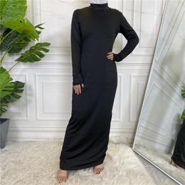 Ethnic Clothing Muslim Abaya Kaftan Dubai Solid Long Sleeve Bottoming Dress Eid Abayas For Women Turkey Jilbab Islam Dresses Robe