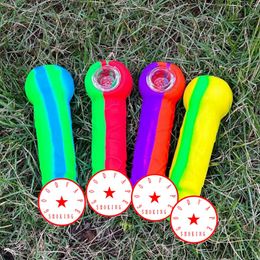 COOL Colourful Silicone Special Toy Style Pipes Herb Tobacco Oil Rigs Glass Hole Philtre Bowl Portable Handpipes Smoking Cigarette Hand Holder Tube