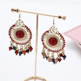 Dangle Earrings Bohemian Retro Round Exaggerated Colorful Beads Tassel For Women Kolczyki Jhumka Jewelry