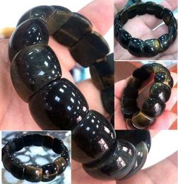 Strand Blue Tiger Eye Beaded 14x16mm Bracelet Men/Women Soothing Chakra Gem Stone 7.5"