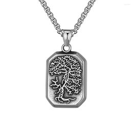 Chains Stainless Steel Vintage Tree Of Life Dog Tag Pendant Necklace Viking Trees Jewellery Gift With Chain For Him