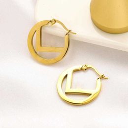 Titanium smooth stainless steel simple round hollow Earrings female Luxury ornament