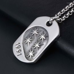 Pendant Necklaces Double Rice Flower Star Army Brand Necklace Mens Stainless Steel Chain Hip Hop Rock Jewelry For Neck