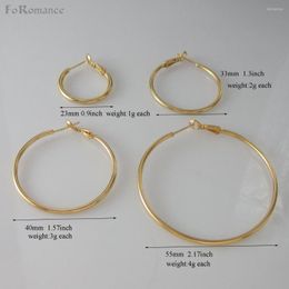 Hoop Earrings FOUR STYLES IN DIFFERENT SIZE PLAIN SURFACE YELLOW GOLD Colour 0.9" 1.3" 1.57" 2.17" EARRING