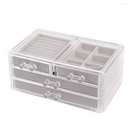 Jewellery Pouches Packaging 4 Drawers Tray Travel Display Case Protable Stand Clear Organiser Storage Holder Rings Necklaces Acrylic Box