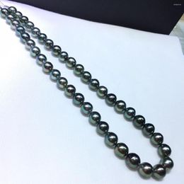 Chains Huge Charming 18"10-11mm Natural Sea Genuine Black Peacock Round Pearl Necklace For Women Jewelry Necklaces