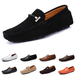 mens women Casual Shoes Leather soft sole black white red orange blue brown comfortable sneaker 024