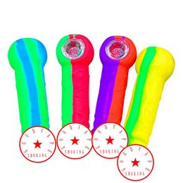 COOL Colorful Silicone Special Toy Style Pipes Herb Tobacco Oil Rigs Glass Hole Filter Bowl Portable Handpipes Smoking Cigarette Hand Holder Tube DHL