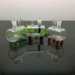 Mini-portable square-tube cigarette kettle Glass Bongs Glass Smoking Pipe