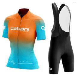Racing Sets Women Cabani Sports Cycling Jersey Set Summer Short Sleeve Bib Shorts Suit Breathable Mountain Road Bike Kit