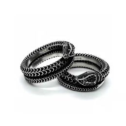 95% OFF 2023 New Luxury High Quality Fashion Jewellery for New silver old three-dimensional snake ring for men and women