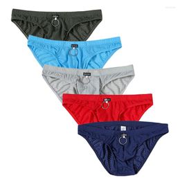 Underpants 5Pcs / Lot Fashion Men's Underwear Mesh Briefs Sexy Transparent Breathable Panties Men M L XL 2XL