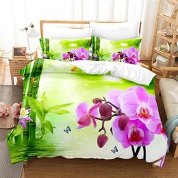 Bedding Sets Full King Botanical Plants Comforter Cover Sunflower Duvet Microfiber 3D Nature Floral Set With 1/2pcs Pillowcases