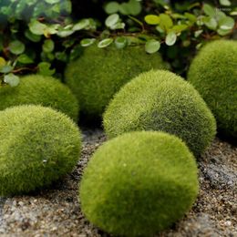 Decorative Flowers 5pcs 4 Sizes Fake Stone Artificial Moss Rocks Home Decor Simulation Plant DIY Decoration For Garden And Crafting Green