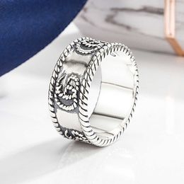 60% OFF 2023 New Luxury High Quality Fashion Jewellery for Sterling Silver hemp rope double carving pattern couple trend hip hop ring