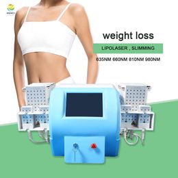Portable Slimming 635nm 660nm 810nm 980nm diodes Lipolaser Anti Cellulite Weight Loss Lipo Cavitation Laser Slimming Machine
