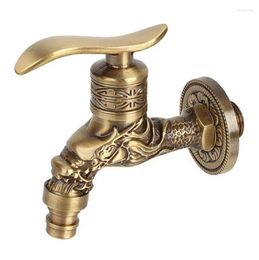 Bathroom Sink Faucets European Antique Dragon Carved Washing Machine Single Cold Faucet Copper Thick Balcony