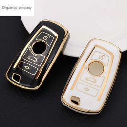 Key New Car Remote Case Holder Gold Frame Design Auto Car Keys Shell TPU 4 Button Keychain for BMW A Series B Series Accessories