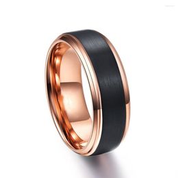 Necklace Earrings Set 8mm Tungsten Carbide Wedding Rings For Men Women Comfort Fit Rose Gold & Black Stainless Steel Ring Fashion