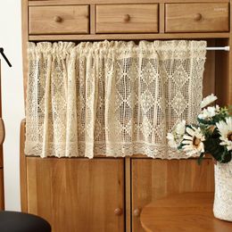 Curtain Rustic Vintage Style Cotton Crochet Short Beige Color Kitchen Cabinet