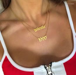 Chains Special Year Necklace Stainless Steel Numeral 1985-2023 Old English Number Jewellery For Birthday Gift 1998 1999 20001