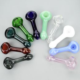 Smoking Hand Pipes Glass Pipe Pink Black Smoke Pot Handy Accessories For Herb 105mm Length Glass hand Pipes Spoon Hand Pipe Smoking Accessories Wholesale