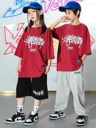 Stage Wear Hip Hop Boys Clothes Loose T Shirt Casual Pants For Girls Jazz Dance Practise Kids Street Outfit Rave Clothing BL8683