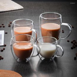 Wine Glasses 1PC Double Transparent Glass Coffee Cup Whiskey Milk Tea Beer Heat Resistant Cocktail Vodka Mug Drinkware Tumbler