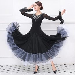 Stage Wear Ballroom Dance Competition Dresses Women Black Standard Dress Ladies Waltz Flamenco Performance