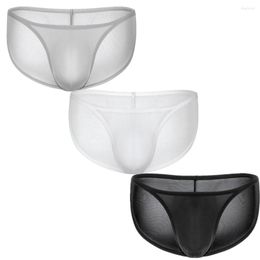 Underpants 3PCS/Lot Sexy Mens Briefs Underwear Mini Bikini Transparent Low Rise Male Slip Homme Panties Bulge Pouch Lingerie