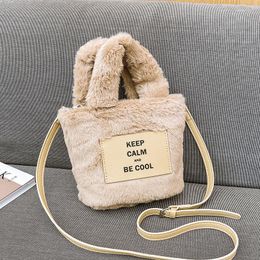 Evening Bags Fairy Small Bag Girl 2023 Fashion All-match Simple Plush Velvet Shoulder Girls Messenger Bucket Winter Purse