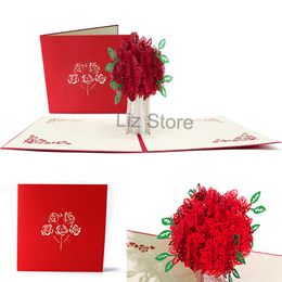3Dポップアップローズグリーティングカード誕生日バレンタインデーお祝いカード結婚式の招待状感謝祭のグリーティングカードTH0784