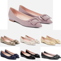 Summer gommettine sandals fashion ballet flat shoes patent leather buckle pointed elegant women show sexy charm EU35-42