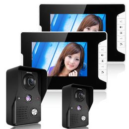 Video Door Phones 7 Inch Phone Doorbell Intercom Kit 2-camera 2-monitor Night VisionVideo