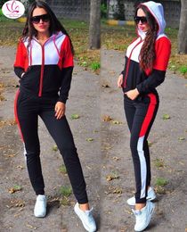 Women's Tracksuits 2Pcs Set Women Sport Tracksuit Zipper Hoodies Sweatshirt Pants Jogger Wear Ladies Casual Sweat Spring Streetwear Suit