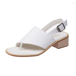 Dress Shoes Square Heel Sandals Female Roman Fashion Belt Buckle Solid Colour Clip Toe Thick Woman Casual Root Sandals456