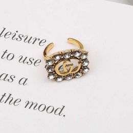 95% OFF 2023 New Luxury High Quality Fashion Jewelry for simple letters men and women universal delicate ring open temperament Rhinestone hand jewelry