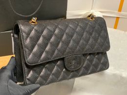 2023 Winter Designer One Shoulder Bag Caviar Leather Clamshell Purse Metal Locking Buckle logo Messenger Bag 5A Quality