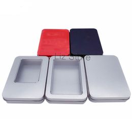 Open Window Metal Packaging Boxes Tinplate Rectangle Candy Box Earphone Display Storage Case ID Card Business Cards Case TH0805