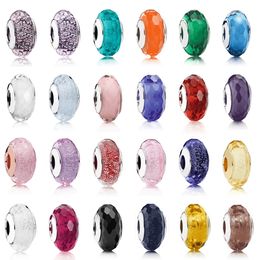 Pandora Original S925 Sterling Silver Orange Glass Bead Charm Is Suitable for Bracelet DIY Fashion Jewellery
