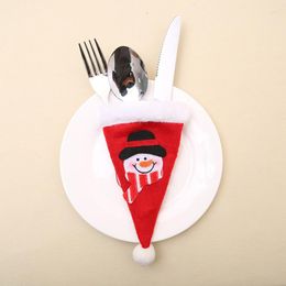 Christmas Decorations Hat Style Tableware Bag Holder Fork Spoon Pocket Dinner Cutlery Pouch