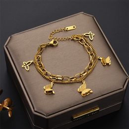 Rose Gold Bracelet for Women Charm Bracelets Jewellery Men's and Women's Bracelets Four-leaf Grass Bracelet Women's Bracelet Chirstmas Halloween Gold Plate 345