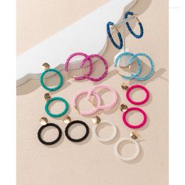 Dangle Earrings Fashion Candy Colour Shiny Rice Beads Large Hoop Korean Version High Quality Colourful For Women